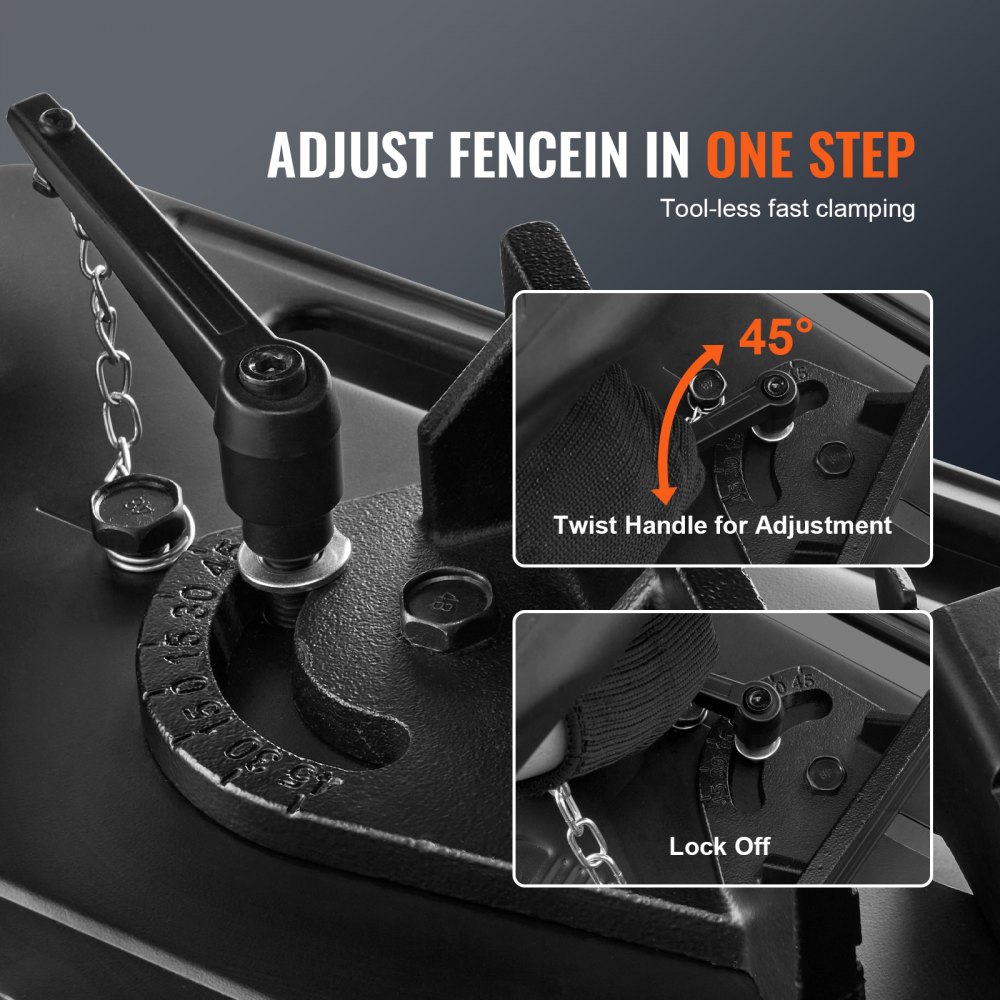 VEVOR 2300W Verstekzaag, Multifunctionele Verstekzaag, Trekzaag, 35,5 cm 45° Verstelbare Bankschroef, Inclusief Beschermhoes, 80 Tanden, Stalen Staven, Aluminium Profielen, Vierkante Buizen, etc.