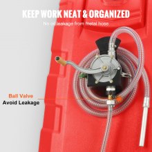 VEVOR Brandstoftrolley 100L Draagbare gasbrandstoftankcontainer met wielen Handmatige transferpomp Benzinedieselbrandstofcontainer voor auto's Grasmaaiers ATV's Boten Meer Rood