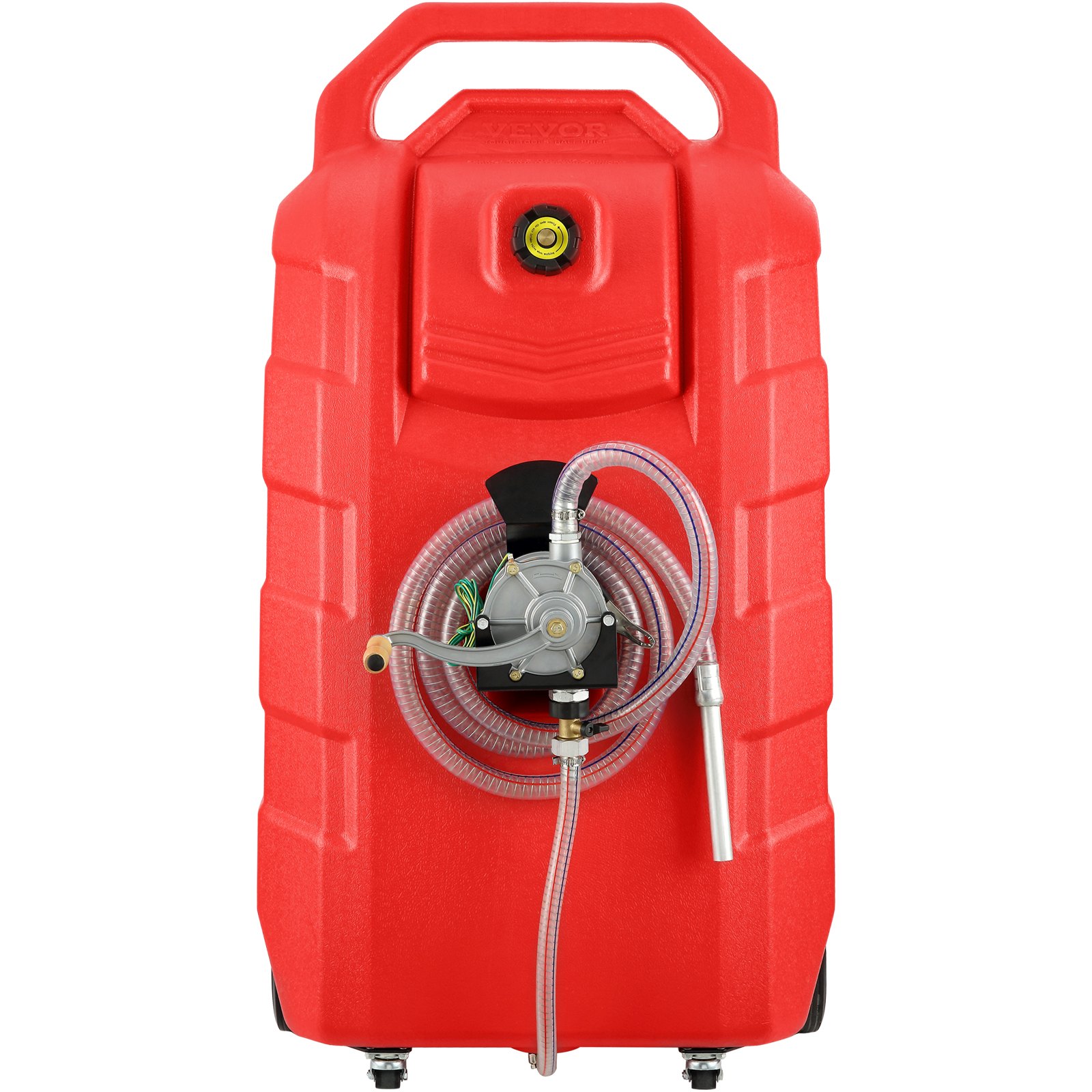 VEVOR Brandstoftrolley, 100L draagbare gastankcontainer met wielen, handmatige overpomppomp, benzine- en dieseltank voor auto's, grasmaaiers, ATV's, boten en meer, Rood