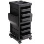 black VEVOR salon trolley cart with multiple storage drawers and compartments on wheels.