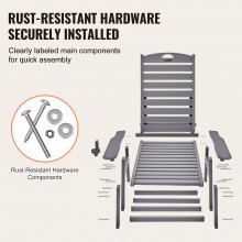 VEVOR ligstoel ligstoel relaxligstoel strandligstoel HDPE tot 204kg grijs