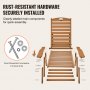 VEVOR Chaise Lounge Chair, draagvermogen 450 lbs, verstelbare patio-loungestoel voor buiten met 6-voudig verstelbare rugleuning, HDPE-loungestoel met bekerhouder voor aan het zwembad, op het terras, in de achtertuin en op het gazon, bruin