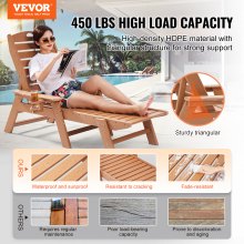 VEVOR Outdoor Chaise Lounge Chair Adjustable Patio Reclining Bench Lounger Brown