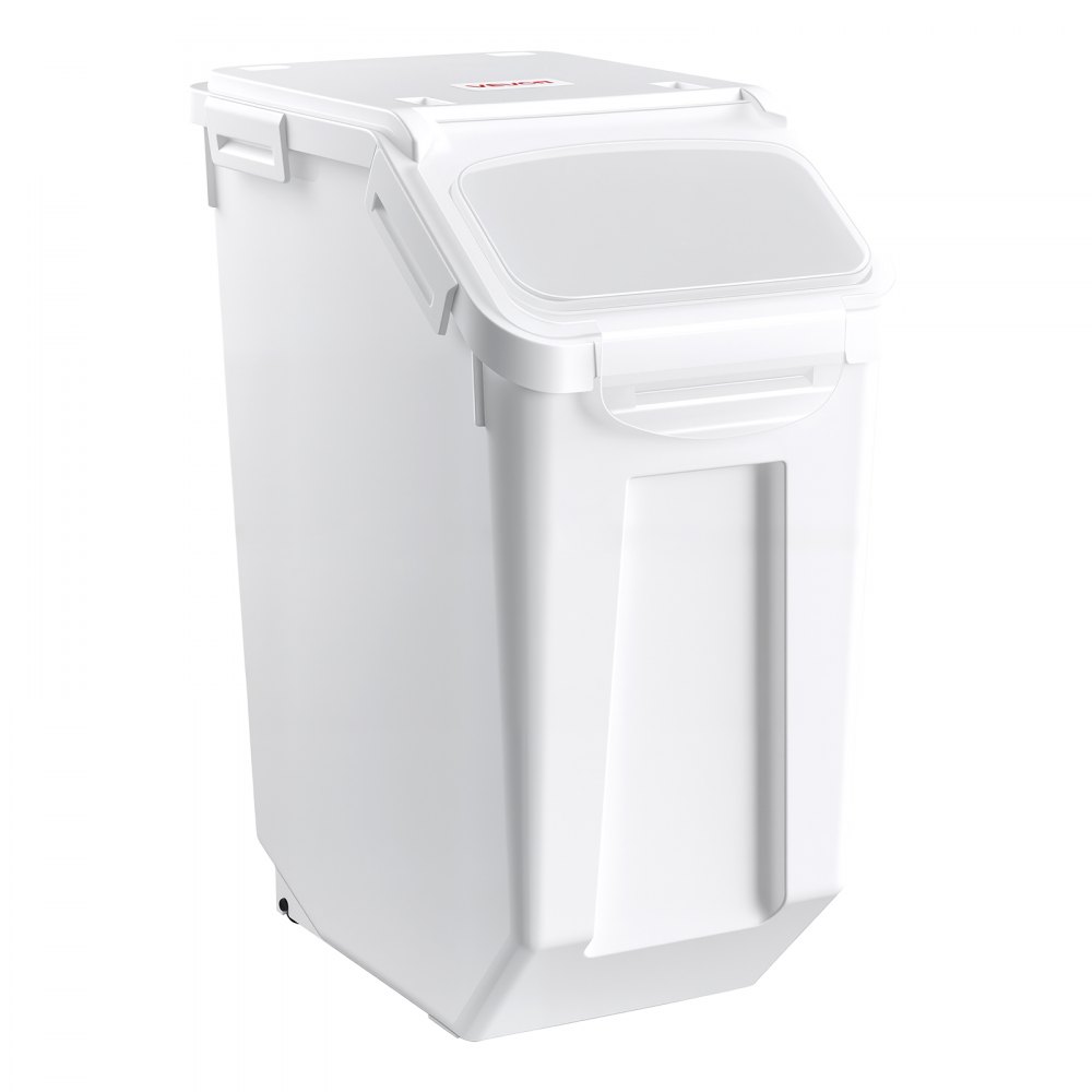 VEVOR Rijstcontainer 20 L Dierenvoercontainer gemaakt van PP-kunststof, stapelbaar, voor granen, rijst (14 kg), muesli en meel (10 kg), luchtdicht deksel, dubbele afdichtingsring, kijkvenster en maatbeker.