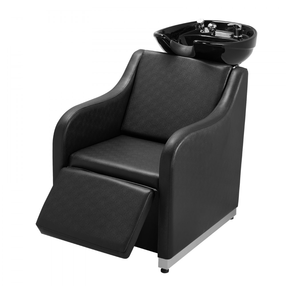 VEVOR Shampoo Backwash Chair, 661.4LBS Loading Barbershop Hair Washing Station with Electric Adjustable Footrest & Ceramic Bowl, Backwash Salon Shampoo Chair, Beauty Spa Hairdressing Massage Equipment