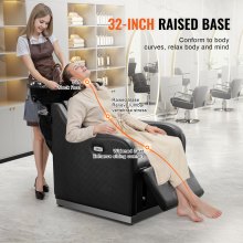 VEVOR Shampoo Backwash-stoel, 300 kg salonhaarwasstation met elektrisch verstelbare voetsteun en keramische kom, Backwash-shampoostoel voor salons, Beauty Spa Kappersmassager