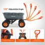 VEVOR dump cart with 180-degree adjustable orange handle, enhanced welding joint, and soft rubber grip.