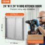 VEVOR BBQ Access Door, 610x610 mm Double Outdoor Kitchen Door, Stainless Steel Flush Mount Door, Wall Vertical Door with Recessed Handles , for BBQ Island, Grilling Station, Outside Cabinet