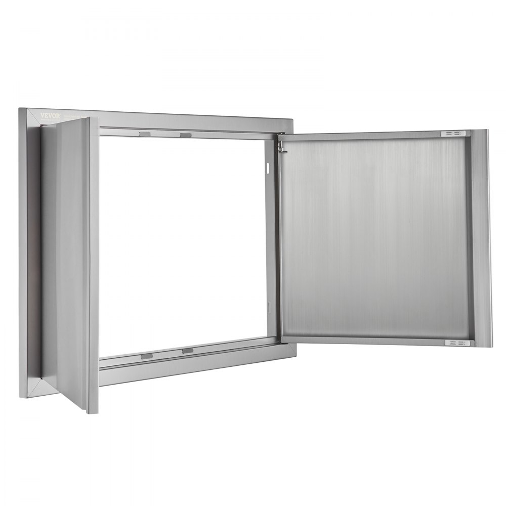 VEVOR Grilltoegangsdeur, 774 x 532 mm, dubbele buitenkeukendeur, vlak gemonteerde roestvrijstalen deur, verticale wanddeur met intrekbare handgrepen, voor grill-eiland, grillstation, buitenkast