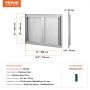 VEVOR Grilltoegangsdeur, 774 x 532 mm, dubbele buitenkeukendeur, vlak gemonteerde roestvrijstalen deur, verticale wanddeur met intrekbare handgrepen, voor grill-eiland, grillstation, buitenkast