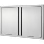 VEVOR BBQ Access Door, 914x534 mm Double Outdoor Kitchen Door, Stainless Steel Flush Mount Door, Wall Vertical Door with Recessed Handles , for BBQ Island, Grilling Station, Outside Cabinet