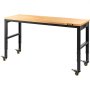 VEVOR werkbank, in hoogte verstelbaar, 154,9 x 50,8 cm, garagetafel met een hoogte van 79,5 cm – 104,9 cm en een draagvermogen van 725,7 kg, stopcontacten, hardhouten blad, metalen frame en wielen, voor werkplaats en kantoor.