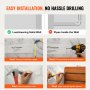 easy installation guide for VEVOR folding shower seat on a solid wall; steps include measuring, drilling, and securing.