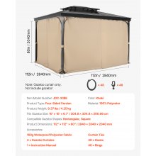 VEVOR Gazebo Gordijn Buiten Privacy Scherm Gordijn 2840x2840x2040mm Khaki