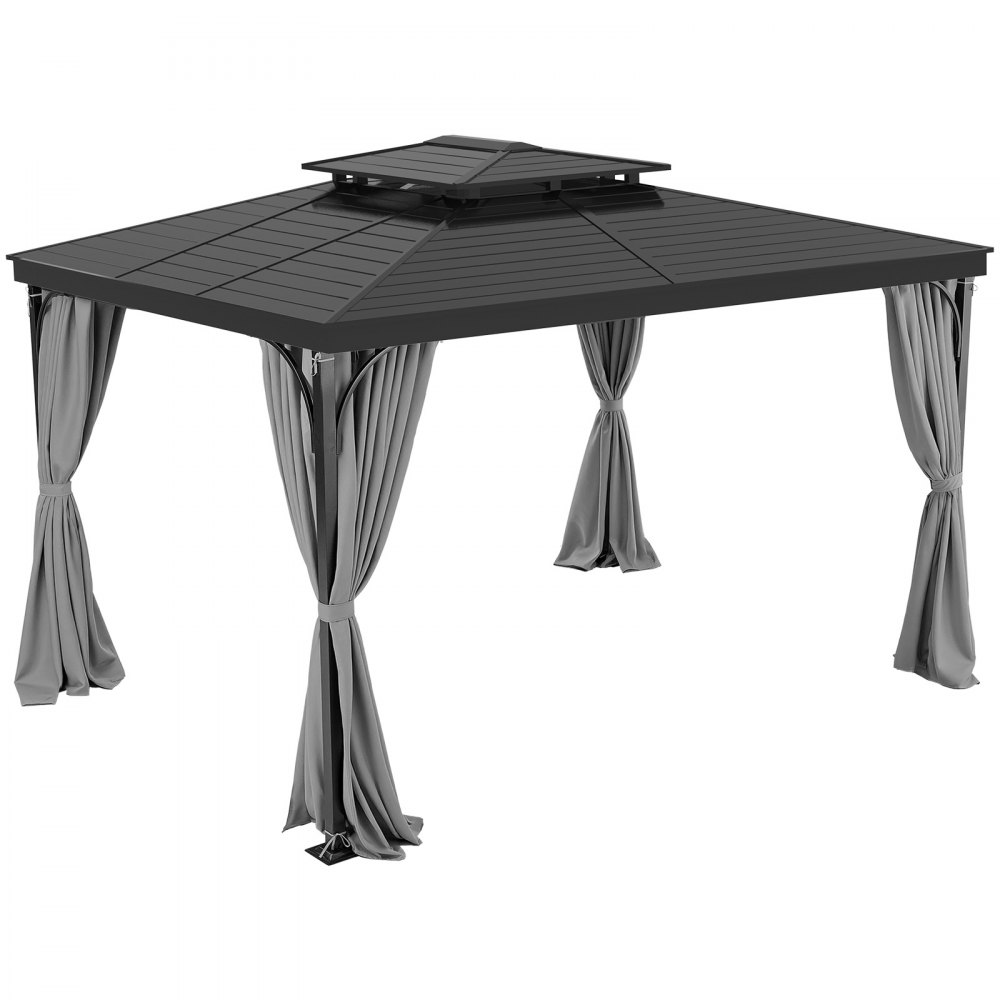 VEVOR Gazebo Curtains Outdoor, Fit Most 10' x 10' x 6.7' Gazebos, 4-Panel Sidewall Gazebo Privacy Curtains with Zippers, 6.7' Tall Outdoor Curtain Replacement for Patio Canopy, Only Curtain, Gray