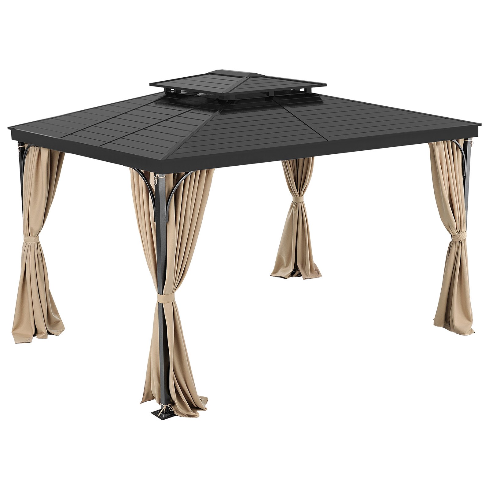 VEVOR Gazebo-gordijn 2825x342x2215mm, 4-delige zijwandgazebo-privacygordijnen met ritsen, zonwerende gordijnen als vervanging voor terrasoverkapping, ALLEEN gordijnen beschikbaar, Khaki