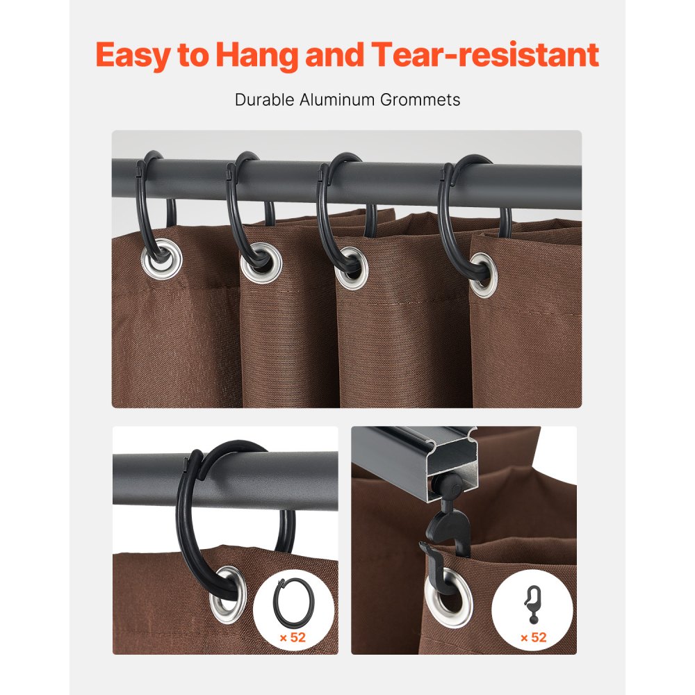 VEVOR Gazebo Gordijnen 281x341x214 cm, 4-delige zijwandgazebo privacygordijnen met ritsen, zonwerende gordijnen als vervanging voor terrasoverkapping, ALLEEN gordijnen, Bruin