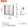 VEVOR bbq access door dimensions and accessories, including handles, screws, screwdriver, and cleaning cloth.