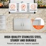 VEVOR BBQ Access Door, 711x482 mm Double Outdoor Kitchen Door, Stainless Steel Flush Mount Door, Wall Vertical Door with Handles, for BBQ Island, Grilling Station, Outside Cabinet