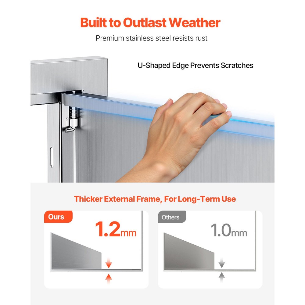 VEVOR BBQ Access Door, 762x533 mm Double Outdoor Kitchen Door, Stainless Steel Flush Mount Door, Wall Vertical Door with Handles and Vents, for BBQ Island, Grilling Station, Outside Cabinet