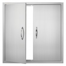 VEVOR Grill Access Door, 790 x 790 x 46mm, Double Outdoor Kitchen Door, Flush Mounted Stainless Steel Door, Vertical Wall Door with Handles, for Grill Island, Grill Station, Outdoor Cabinet, etc.