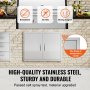 VEVOR BBQ Access Door, 787x609 mm Double Outdoor Kitchen Door, Stainless Steel Flush Mount Door, Double Wall Vertical Door with Handles and Hooks, for BBQ Island, Grilling Station, Outside Cabinet