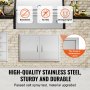 VEVOR BBQ Access Door, 838x558 mm Double Outdoor Kitchen Door, Stainless Steel Flush Mount Door, Wall Vertical Door with Handles, for BBQ Island, Grilling Station, Outside Cabinet