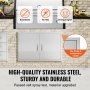 VEVOR BBQ Access Door, 889x610 mm Double Outdoor Kitchen Door, Stainless Steel Flush Mount Door, Wall Vertical Door with Handles, for BBQ Island, Grilling Station, Outside Cabinet