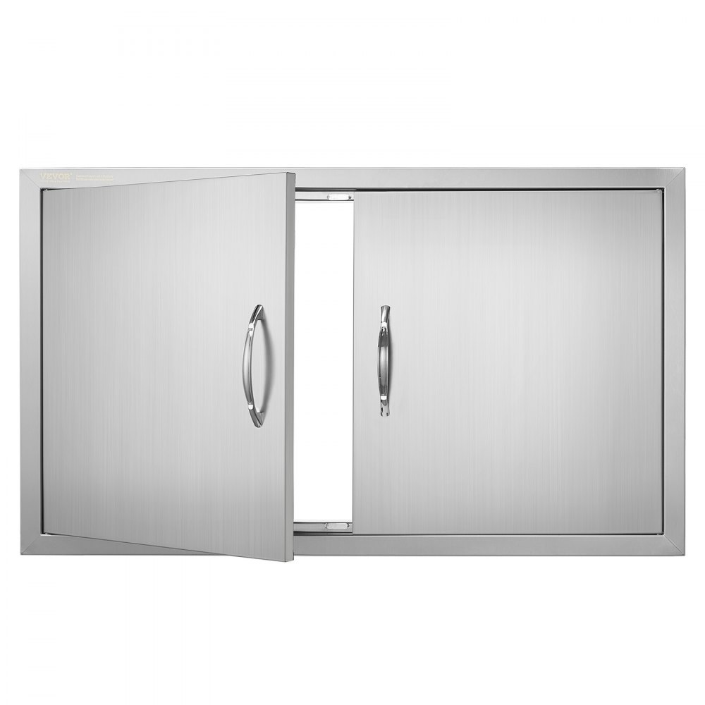 VEVOR Grill Access Door, 915 x 533 x 46 mm, Double Outdoor Kitchen Door, Flush Mounted Stainless Steel Door, Vertical Wall Door with Handles, for Grill Island, Grill Station, Outdoor Cabinet, etc.