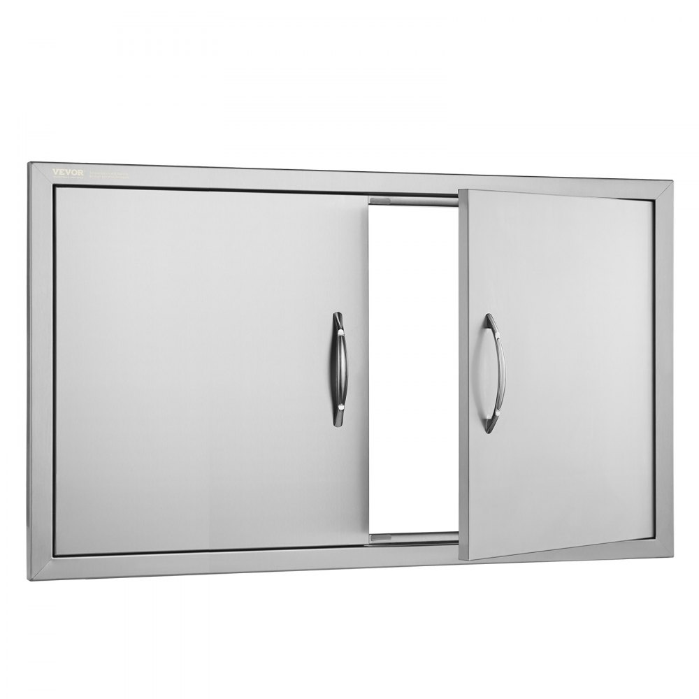 VEVOR BBQ Access Door, 915x533 mm Double Outdoor Kitchen Door, Stainless Steel Flush Mount Door, Wall Vertical Door with Handles, for BBQ Island, Grilling Station, Outside Cabinet
