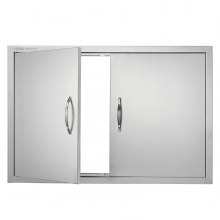 VEVOR Grill Access Door, 915 x 610 x 46 mm, Double Outdoor Kitchen Door, Flush Mounted Stainless Steel Door, Vertical Wall Door with Handles, for Grill Island, Grill Station, Outdoor Cabinet, etc.