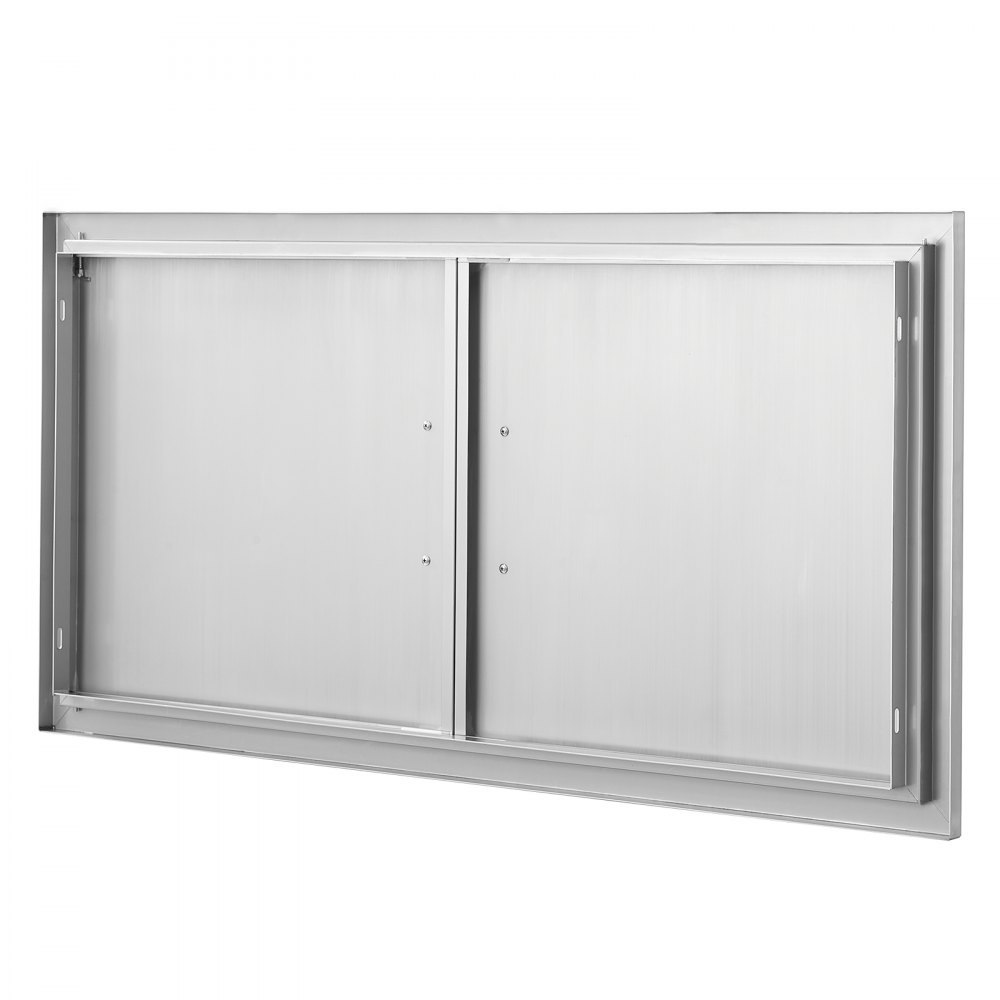 VEVOR Grilltoegangsdeur, 1067 x 534 mm, dubbele buitenkeukendeur, vlak gemonteerde roestvrijstalen deur, verticale wanddeur met handgrepen, voor grill-eiland, grillstation, buitenkast