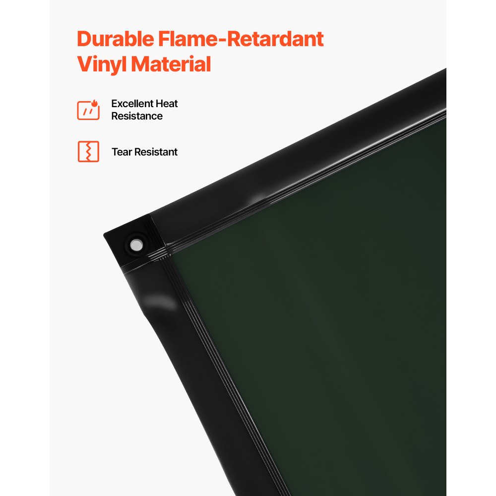 VEVOR Welding Screen with Frame, 3-Panel 6 x 8 FT Welding Curtain Screen, Flame-Resistant Vinyl Safety Protection Screens with 12 Wheels & 6-Level UV Protection for Workshop/Industrial Use, Dark Green