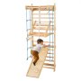 VEVOR Swedish Ladder Wall Gym, 8-in-1 15 Levels Solid Wood Indoor Jungle Gym, 220LBS Wall Stall Bars Climbing Playset with Wall Ladder, Slide Board, Pull-Up Bar, Gym Rings, Swing Seat, Rope Ladder
