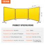 VEVOR 3-delig lasgordijn 1,8 x 2,4 m lasbeschermingsgordijn van vlamvertragend vinyl lasbeschermingswand met 12 zwenkwielen en een 6-traps UV-werende lasdeken lasbescherming geel