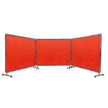VEVOR lasparaplu met frame, 6' x 8' 3 paneellasgordijnschermen, vlamvertragend vinyl lasscherm op 12 zwenkwielen (6 afsluitbaar), verplaatsbaar en professioneel voor werkplaats, Ro