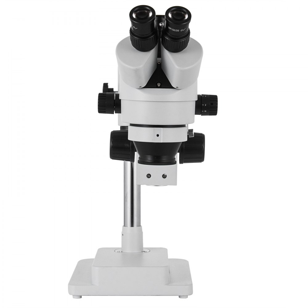 VEVOR 3.5X-90X Simul Focal Trinocular Zoom Stereo Microscoop Al-Zn Legering 360 Graden Draaibare Trinocular Stereo Microscoop Dubbele Arm Stand Laboratorium Video Microscoop Twee Hoogte Verstelbare Stand Accessoires