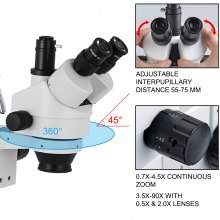 VEVOR 3.5X-90X Trinoculaire Stereo Microscoop met Dubbele Arm Boom Microscoop