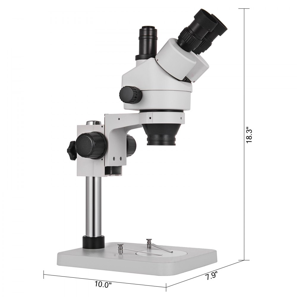 VEVOR 3.5X-90X Simul Focal Digitale Zoom Stereo Microscoop Al-Zn Legering 360 Graden Draaibare Trinoculaire Stereo Microscoop Laboratorium Microscoop Camera Aansluiting Ondersteuning Verstelbare Kolomstandaard Accessoires