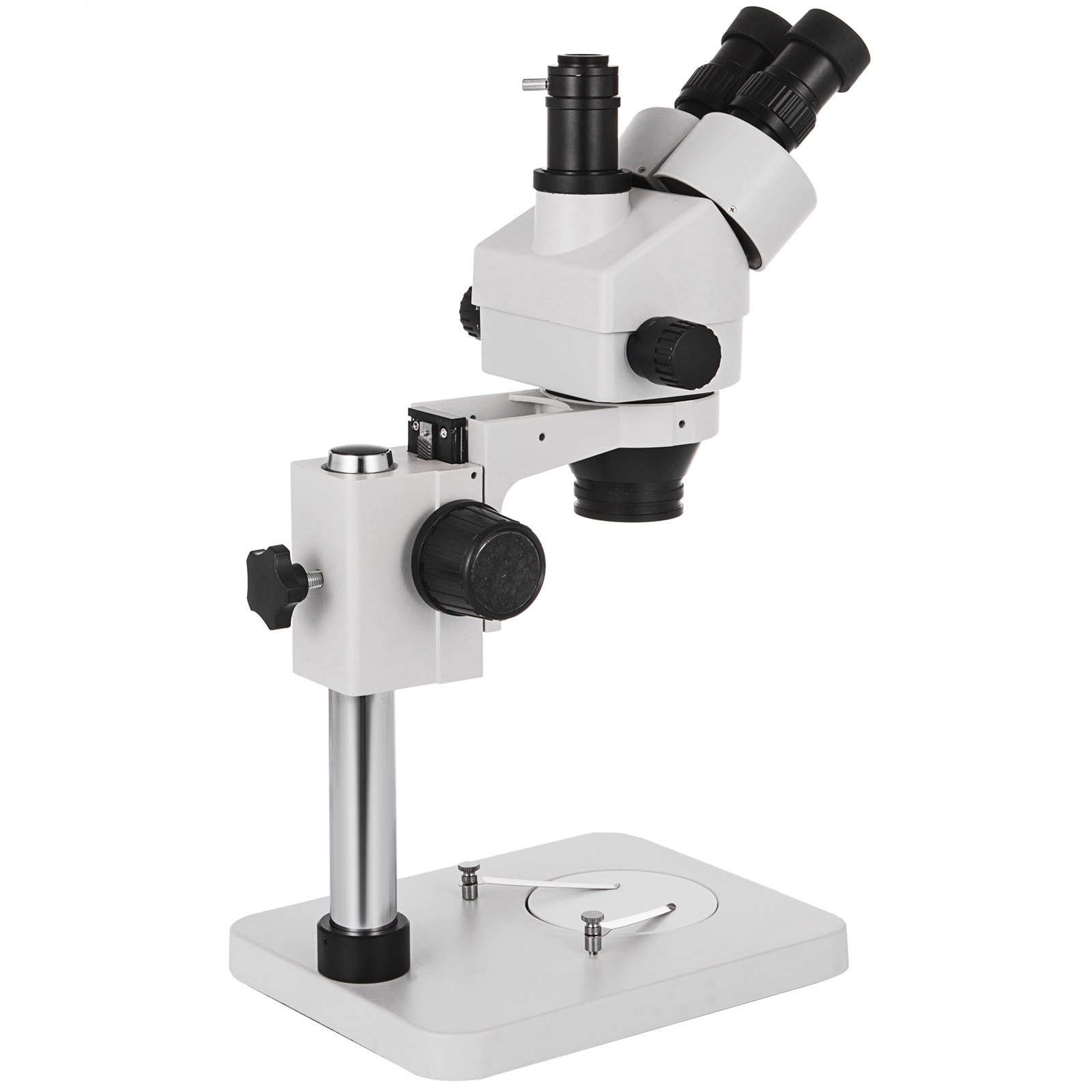 VEVOR 3.5X-90X Simul Focal Digitale Zoom Stereo Microscoop Al-Zn Legering 360 Graden Draaibare Trinoculaire Stereo Microscoop Laboratorium Microscoop Camera Aansluiting Ondersteuning Verstelbare Kolomstandaard Accessoires