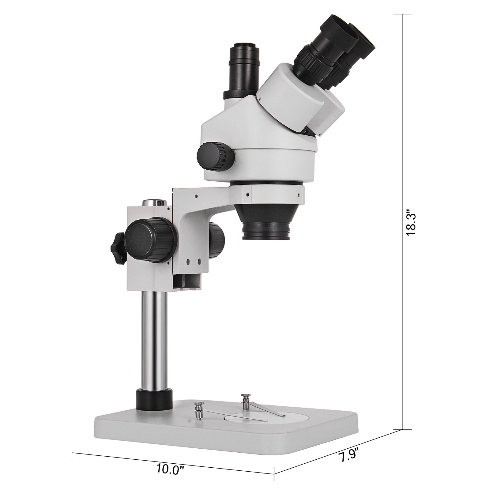 VEVOR 3.5X-90X Simul Focal Digitale Zoom Stereo Microscoop Al-Zn Legering 360 Graden Draaibare Trinoculaire Stereo Microscoop Laboratorium Microscoop Camera Aansluiting Ondersteuning Verstelbare Kolomstandaard Accessoires