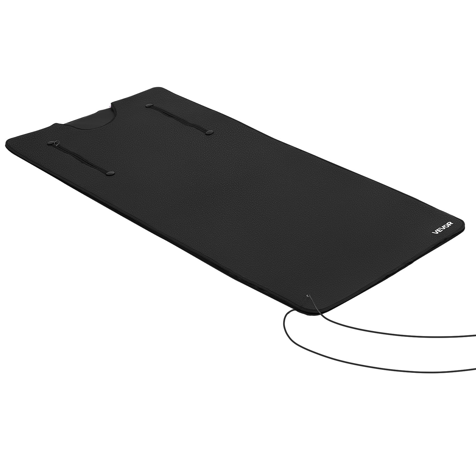 VEVOR infrarood saunadeken met armgaten, 180x90cm, zwart, draagbare verwarmde deken voor zweten, ontspanning, detox, temperatuurregeling, timer, handdoekvoering, PU-leer, met draagtas