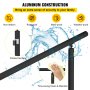 VEVOR Balustrade Trap Trapleuning Kit 0-5 Stappen Buiten Trapleuning 152,8 x 91 cm Pijp Trapleuning van Aluminium met Voorgeboorde Gaten