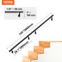 VEVOR Handrail Stair Railing, 12 ft, Wall Mount Handrails for Indoor Stairs, Thickened Aluminum Alloy Hand Rail with Installation Kit, 440 LBS Load Capacity Stairway Railing for Outdoor Stairs