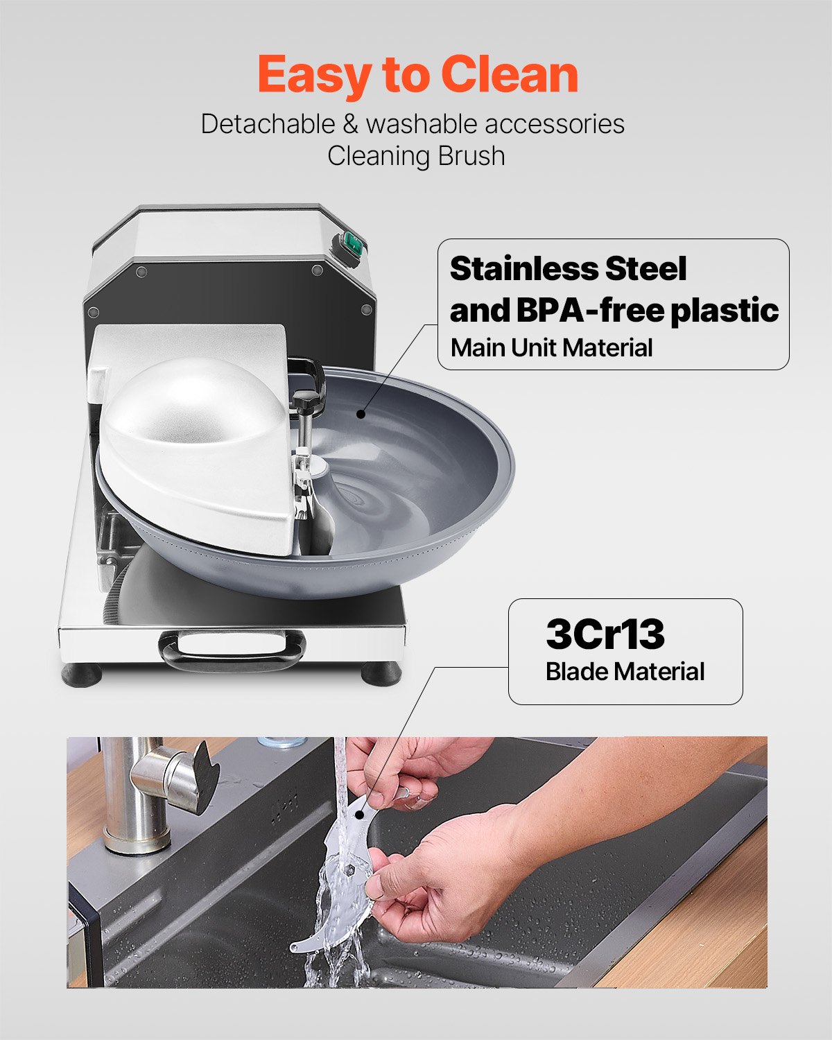 VEVOR Food Processor & Vegetable Chopper, 3000RPM Food-Grade Stainless Steel Food Processor Chopper with S-Curve Blade, Multifunctional for Chopping Vegetables, Fruit, Grains, Nuts