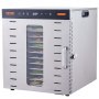 VEVOR 1000 W voedseldroger, roestvrij staal, 377 x 285 mm, 10 trays, 360° drogen, temperatuurregeling, timer van 0,5 tot 48 uur, oververhittingsbeveiliging, receptenboekje voor vlees, fruit en groenten