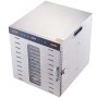 VEVOR 1000 W voedseldroger, roestvrij staal, 377 x 285 mm, 10 trays, 360° drogen, temperatuurregeling, timer van 0,5 tot 48 uur, oververhittingsbeveiliging, receptenboekje voor vlees, fruit en groenten