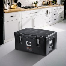 VEVOR Insulated Food Pan Carrier Stackable Top Loader with 3 Pans 36 Qt Black