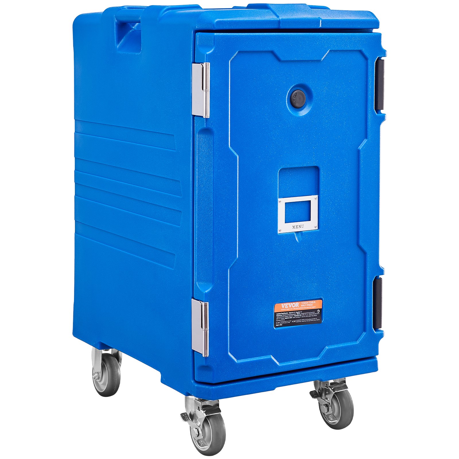 VEVOR Insulated Food Pan Carrier, 127 Qt Hot Box for Catering, Food Box Carrier with Double Buckles, Front Loading Food Warmer with Handles, End Loader with Wheels for Restaurant, Canteen