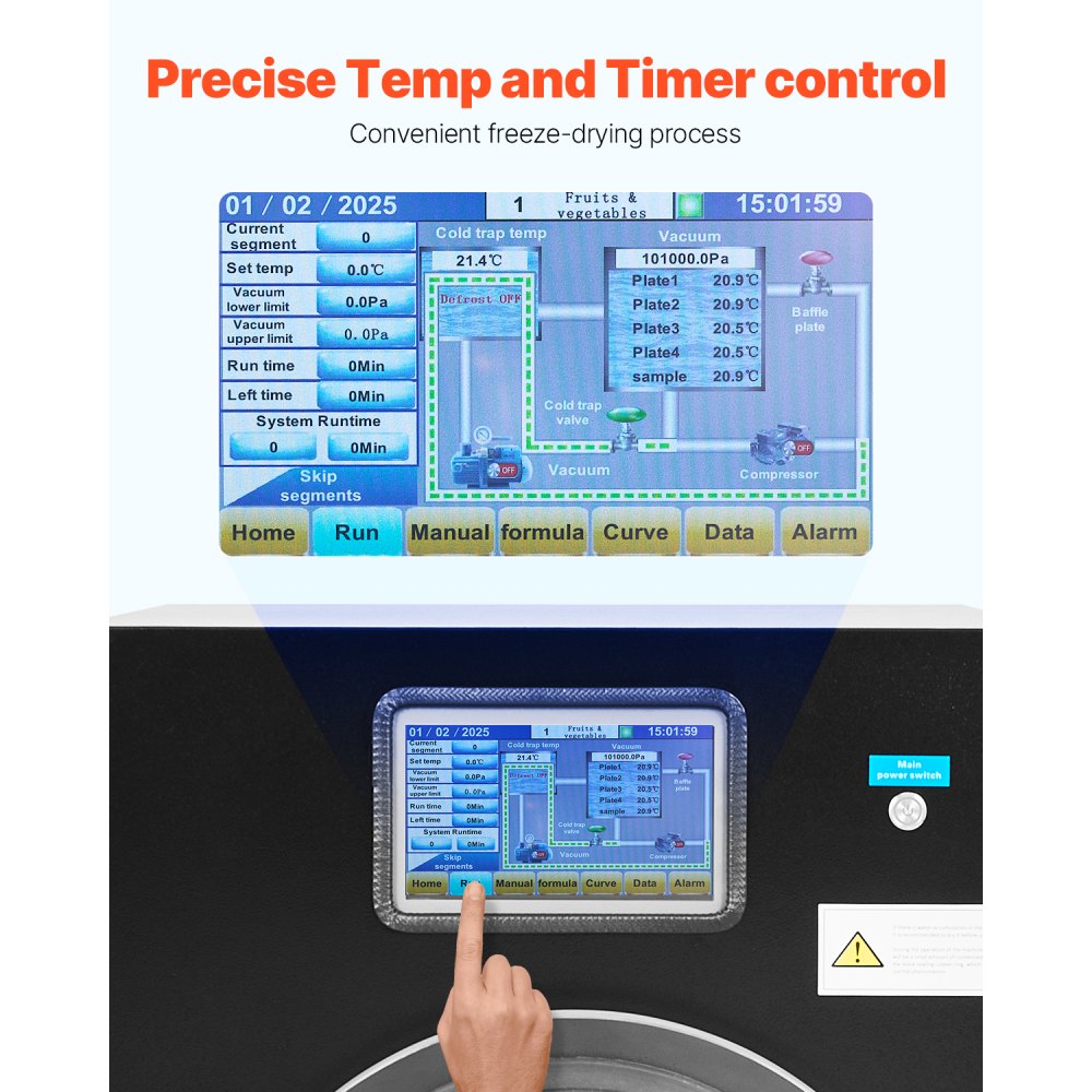 VEVOR Vacuum Freeze Dryer Machine, 8.8-13.2 LBS/Batch Food Freeze Drying Machine with 4-Layer Trays, Vacuum Pump, Adjustable Timer and Temperature Control, for Fruits Vegetables Meat, Black